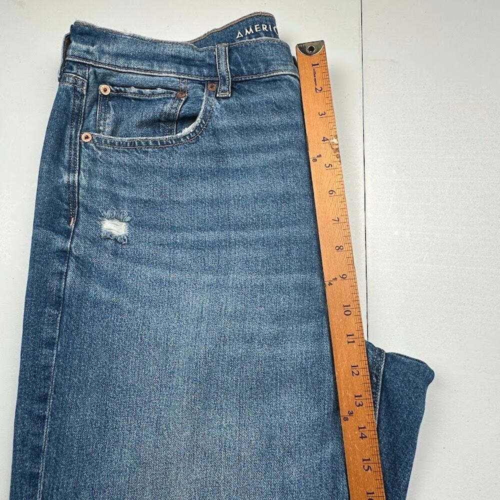 American Eagle Jeans Womens 14 Short Blue Super High Rise Baggy Straight - Picture 11 of 13